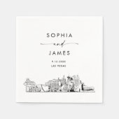 Las Vegas skyline moderne bruiloft cocktail Servet (Voorkant)