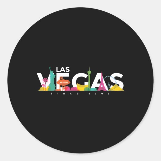 Las Vegas Skyline Nevada Ronde Sticker (Voorkant)