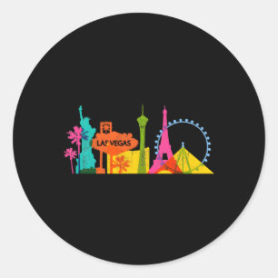 Las Vegas Skyline NV Kleurrijke Las Vegas Nevada Ronde Sticker
