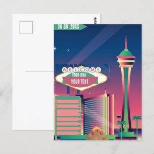 Las Vegas Skyline Printable, Cityscape Line Muur A Briefkaart