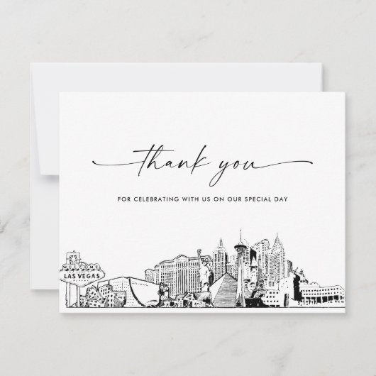 Las Vegas skyline trouwfoto dank u kaart (Voorkant)