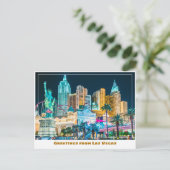 Las Vegas skyline verlicht 's nachts, Briefkaart (Staand voorkant)