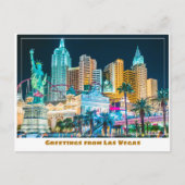 Las Vegas skyline verlicht 's nachts, Briefkaart (Voorkant)