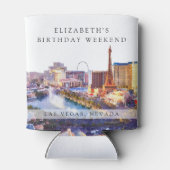 Las Vegas Skyline Watercolor Birthday Weekend Blikjeskoeler (Achterkant)
