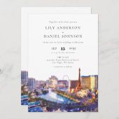 Las Vegas Skyline Watercolor Elegant Wedding Kaart (Voorkant / Achterkant)
