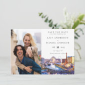 Las Vegas Skyline Watercolor Photo Wedding Save The Date (Staand voorkant)