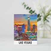 Las Vegas Skyline Waterverf Briefkaart (Staand voorkant)