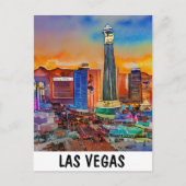 Las Vegas Skyline Waterverf Briefkaart (Voorkant)