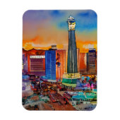 Las Vegas Skyline Waterverf Magneet (Verticaal)