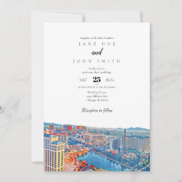 Las Vegas Skyline Wedding Invitation Kaart