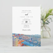 Las Vegas Skyline Wedding Invitation Kaart (Staand voorkant)