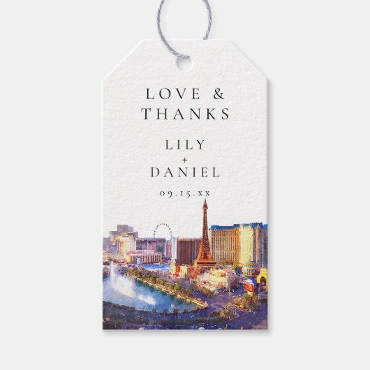 Las Vegas Skyline Wedding Thank You Cadeaulabel (Voorkant)