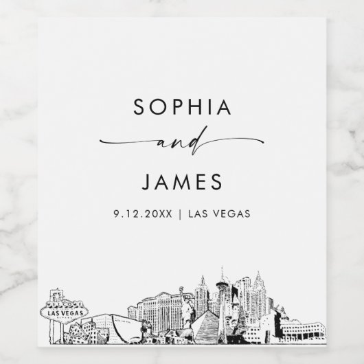 Las Vegas Skyline Wijn Etiket (Enkel label)