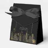 Las Vegas Skyline Zwart Goud Elegante Huwelijk Bedankdoosjes (Voorkant Zijde)
