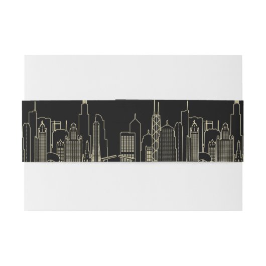 Las Vegas Skyline Zwart Wit Goud Chic Wedding Uitnodigingen Wikkel (Achterkant Voorbeeld)