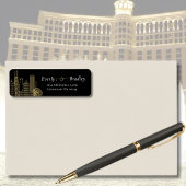 Las Vegas Skyline Zwart Wit Goud Elegant Script Etiket
