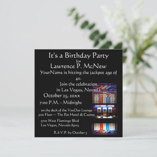 Las Vegas Slot Machine Birthday Party Kaart (Staand voorkant)
