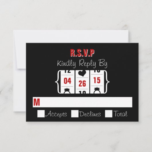 Las Vegas Slot Machine Wedding RSVP Kaart (Voorkant)