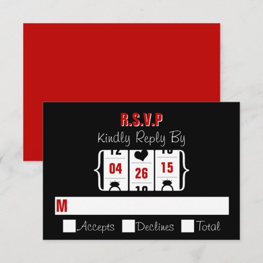 Las Vegas Slot Machine Wedding RSVP Kaart (Voorkant / Achterkant)