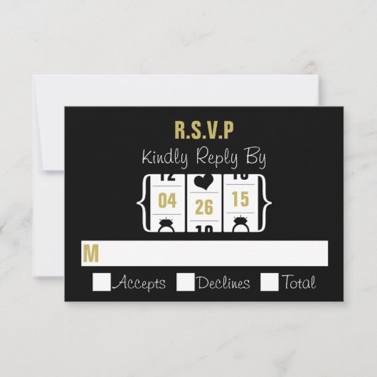 Las Vegas Slot Machine Wedding RSVP Kaart (Voorkant)