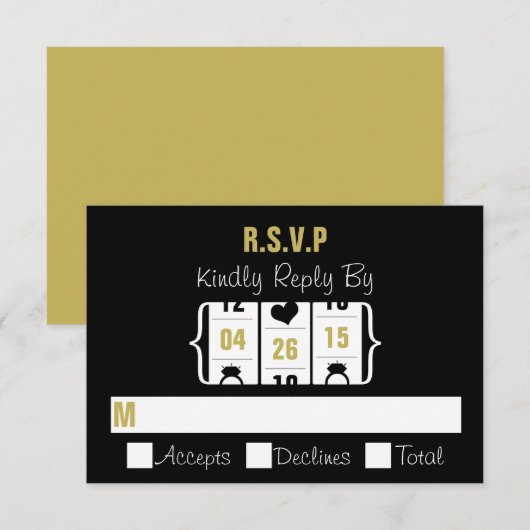 Las Vegas Slot Machine Wedding RSVP Kaart (Voorkant / Achterkant)