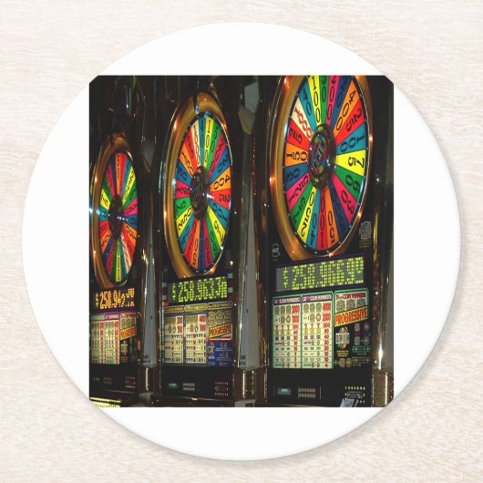 Las VEGAS-SLOTS Ronde Kartonnen Onderzetter (Voorkant)
