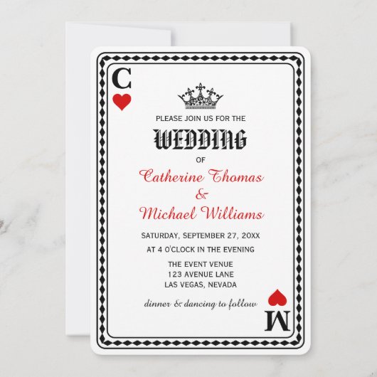 Las Vegas Spelen Kaart King & Queen bruiloft (Achterkant)