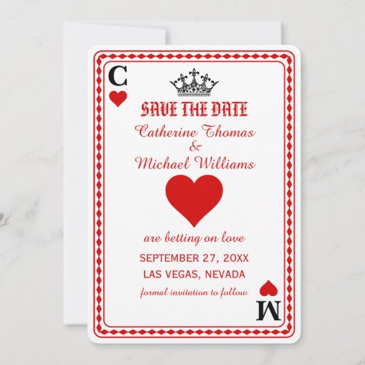 Las Vegas Spelen Kaart King & Queen Save The Date (Achterkant)