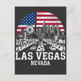 Las Vegas Stad Nevada Amerikaanse Vlag Briefkaart
