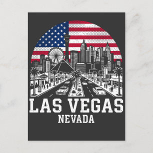 Las Vegas Stad Nevada Amerikaanse Vlag Briefkaart