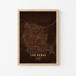 Las Vegas Stad Poster Print Nevada Kaart Muurkunst