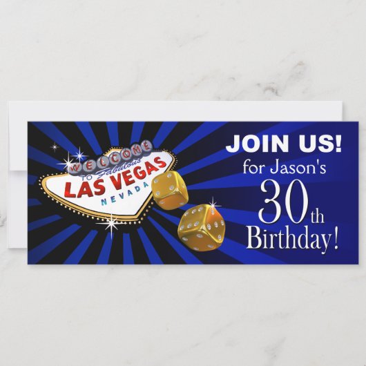 Las Vegas Starburst 30e verjaardag blauw goud zwar Kaart (Voorkant)
