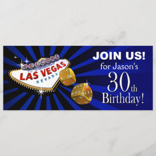 Las Vegas Starburst 30th Birthday blue gold black  Kaart