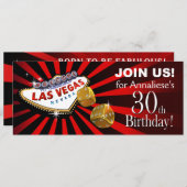 Las Vegas Starburst 30th Birthday red black Gold Kaart (Voorkant / Achterkant)