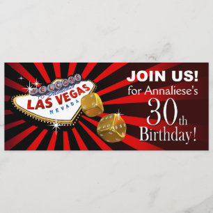 Las Vegas Starburst 30th Birthday red black Gold Kaart