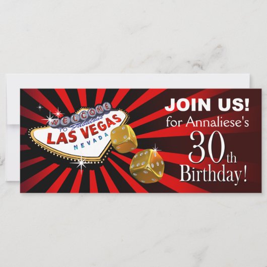 Las Vegas Starburst 30th Birthday rood zwart Kaart (Voorkant)