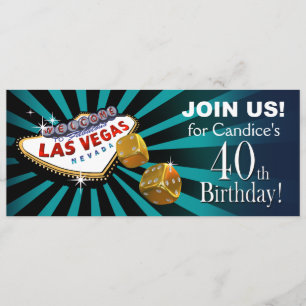 Las Vegas Starburst 40th Birthday blauwgroen goud Kaart