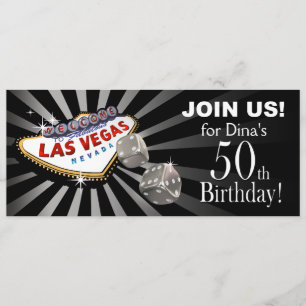 Las Vegas Starburst 50th Birthday Black Silver Kaart