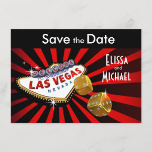 Las Vegas Starburst Save the Date red black gold