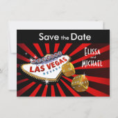 Las Vegas Starburst Save the Date red black gold (Voorkant)