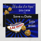 Las Vegas Starburst Save the Date royal blue black (Voorkant / Achterkant)