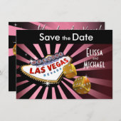 Las Vegas Starburst Save the Date roze black gold (Voorkant / Achterkant)