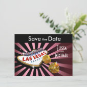 Las Vegas Starburst Save the Date roze black gold (Staand voorkant)
