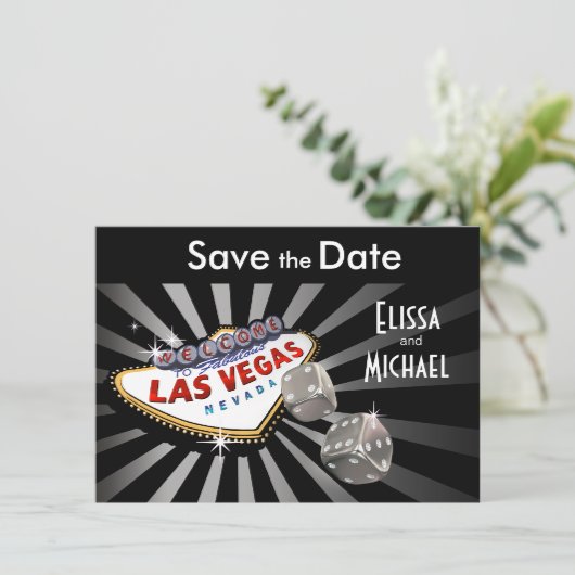 Las Vegas Starburst Save the Date Silver (Staand voorkant)