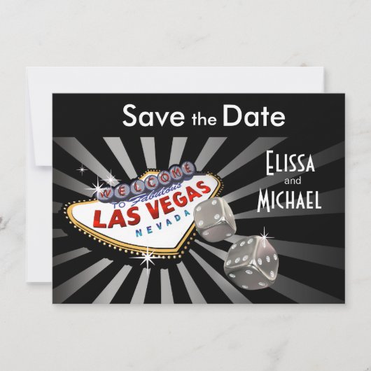 Las Vegas Starburst Save the Date Silver (Voorkant)