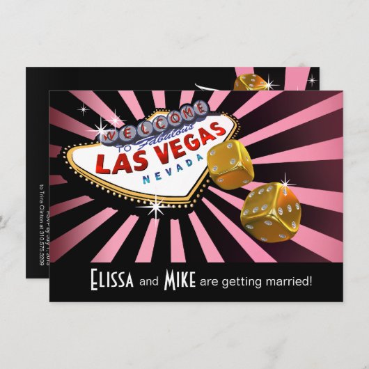 Las Vegas Starburst Weddenschap roze zwart goud Kaart (Voorkant / Achterkant)