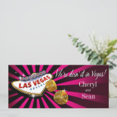 Las Vegas Starburst Wedding fuschia Black gold Kaart (Staand voorkant)