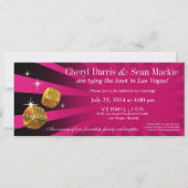 Las Vegas Starburst Wedding fuschia Black gold Kaart (Achterkant)