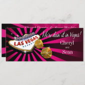 Las Vegas Starburst Wedding fuschia Black gold Kaart (Voorkant / Achterkant)