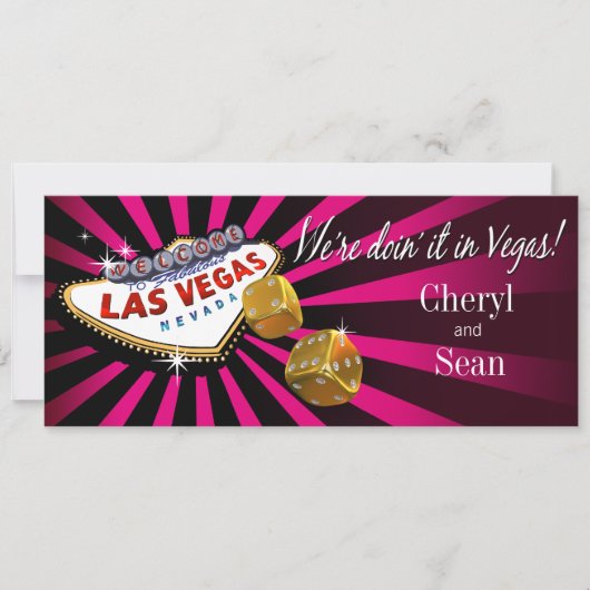 Las Vegas Starburst Wedding fuschia Black gold Kaart (Voorkant)